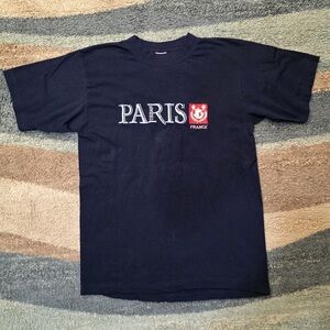 Vintage 90s Paris France T-Shirt Blue Size M Classic Retro European